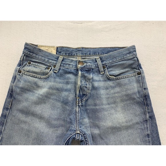 Hollister Denim Jeans Men's 32X32 Blue Button Fly Factory Destroyed Distressed - Picture 8 of 16